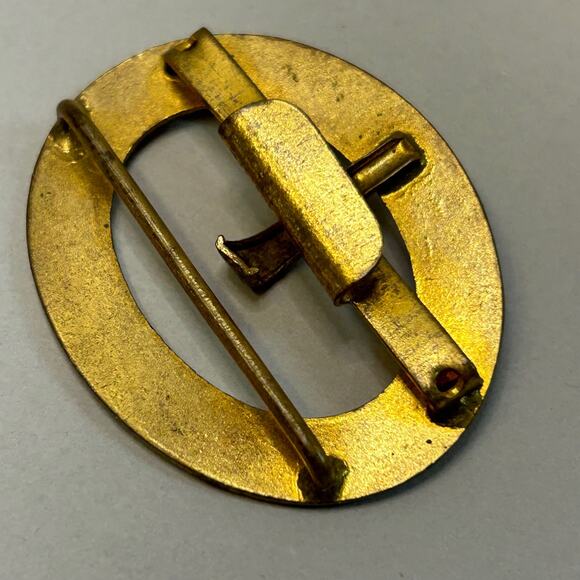 Vintage Champleve' Floral Enamel Brass Belt Buckle c 1920's - Picture 6 of 10